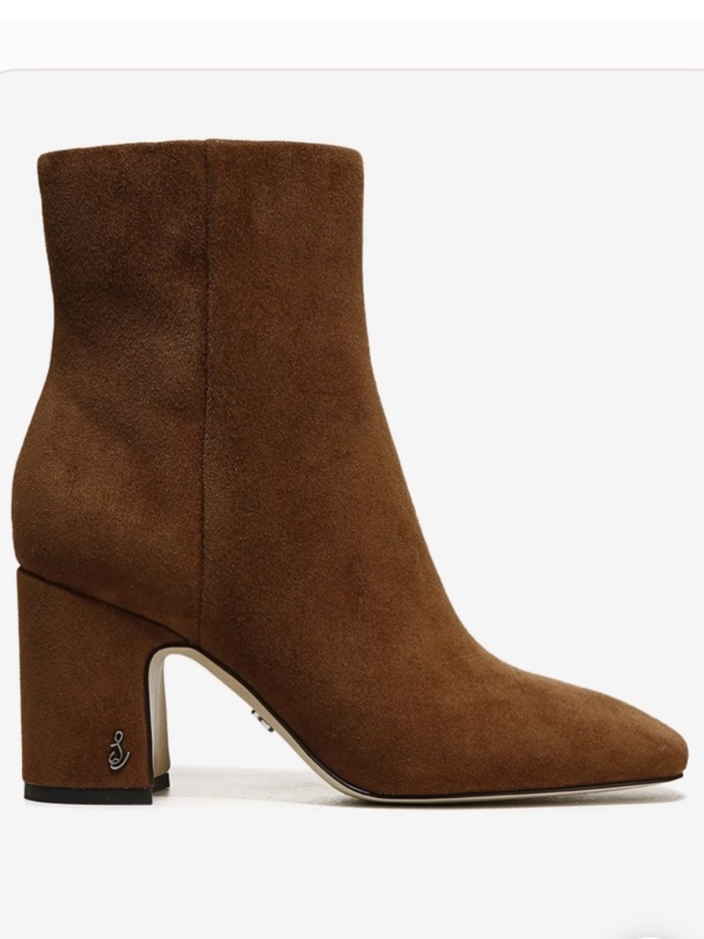 Sam Edelman Fawn Chocolate Brown Suede Block Heel Ankle Boots